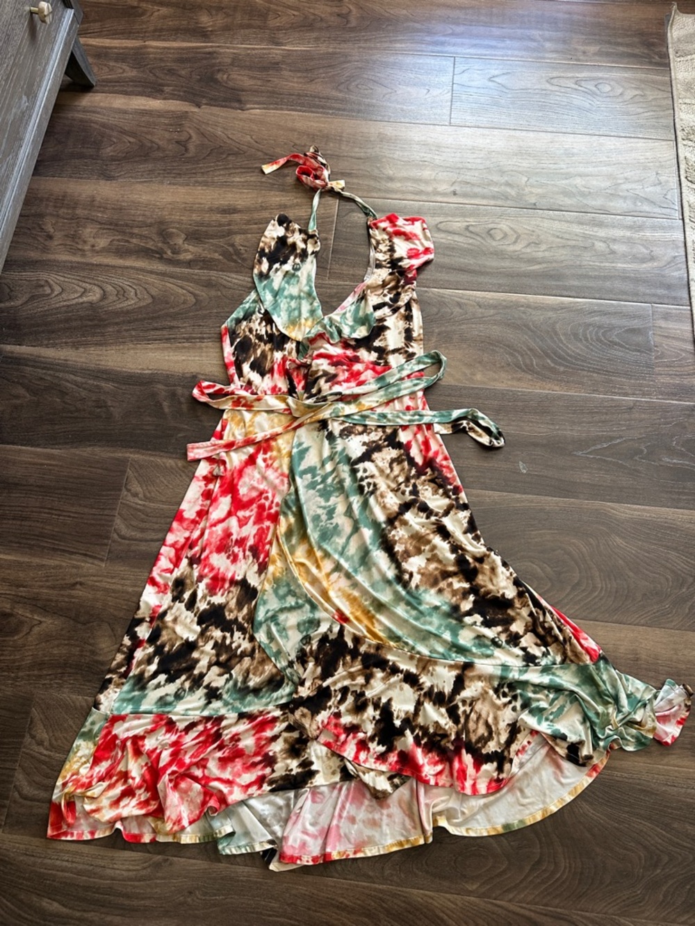 Women’s Multi-Color Halter Wrap Dress (handmade)